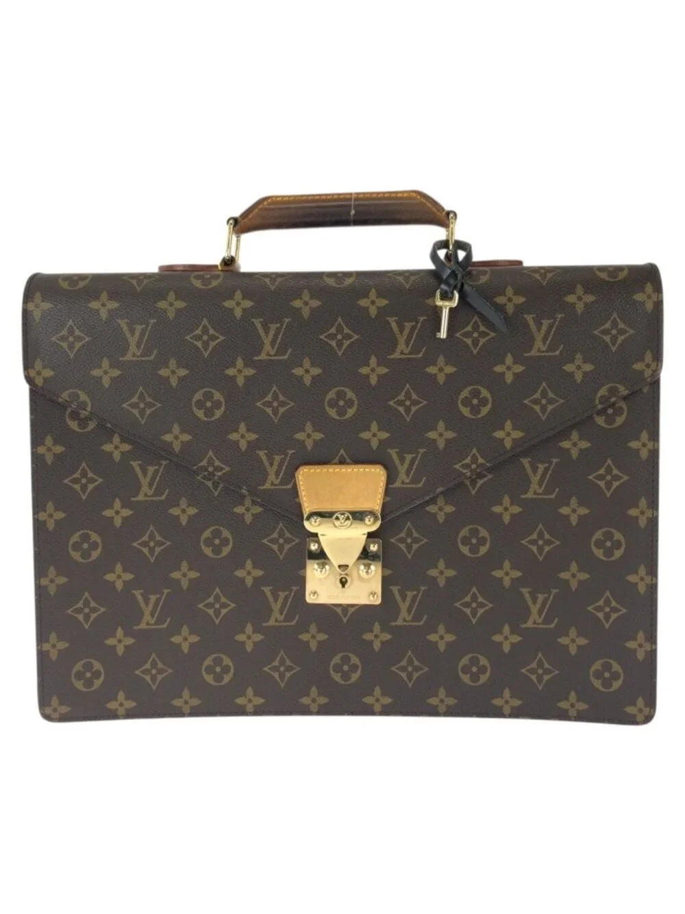 Louis Vuitton Monogram Serviette Conseil Brown Gold Leather Business Bag